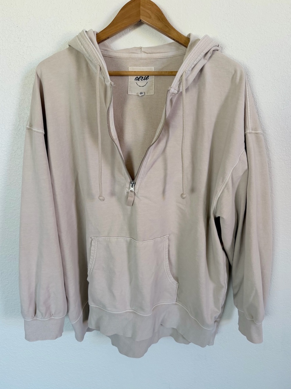 aerie Lightweight Quarter Zip Pullover Hoodie